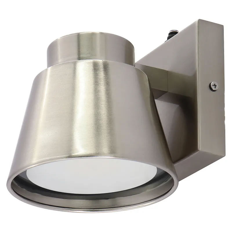 Westgate LRS-MC-MCT5-P-BN 10W Mini-Cone Wall Sconce Brushed Nickel Finish & Photocell 27K/30K/35K/40K/50K 120V