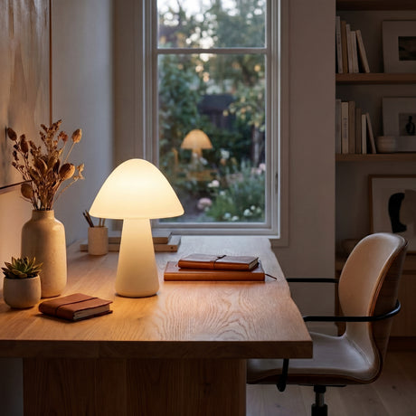 Kibun K70600 MUSHROOM Rechargeable Cordless LED Table Lamp, 3-Levels Brightness Touch Sensor Control, Off White
