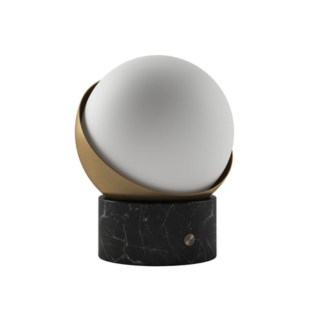 Kibun k70701 ORB Rechargeable Cordless LED Table Lamp, 3-Levels Brightness Touch Sensor Control, Black Marble / Brushed Brass