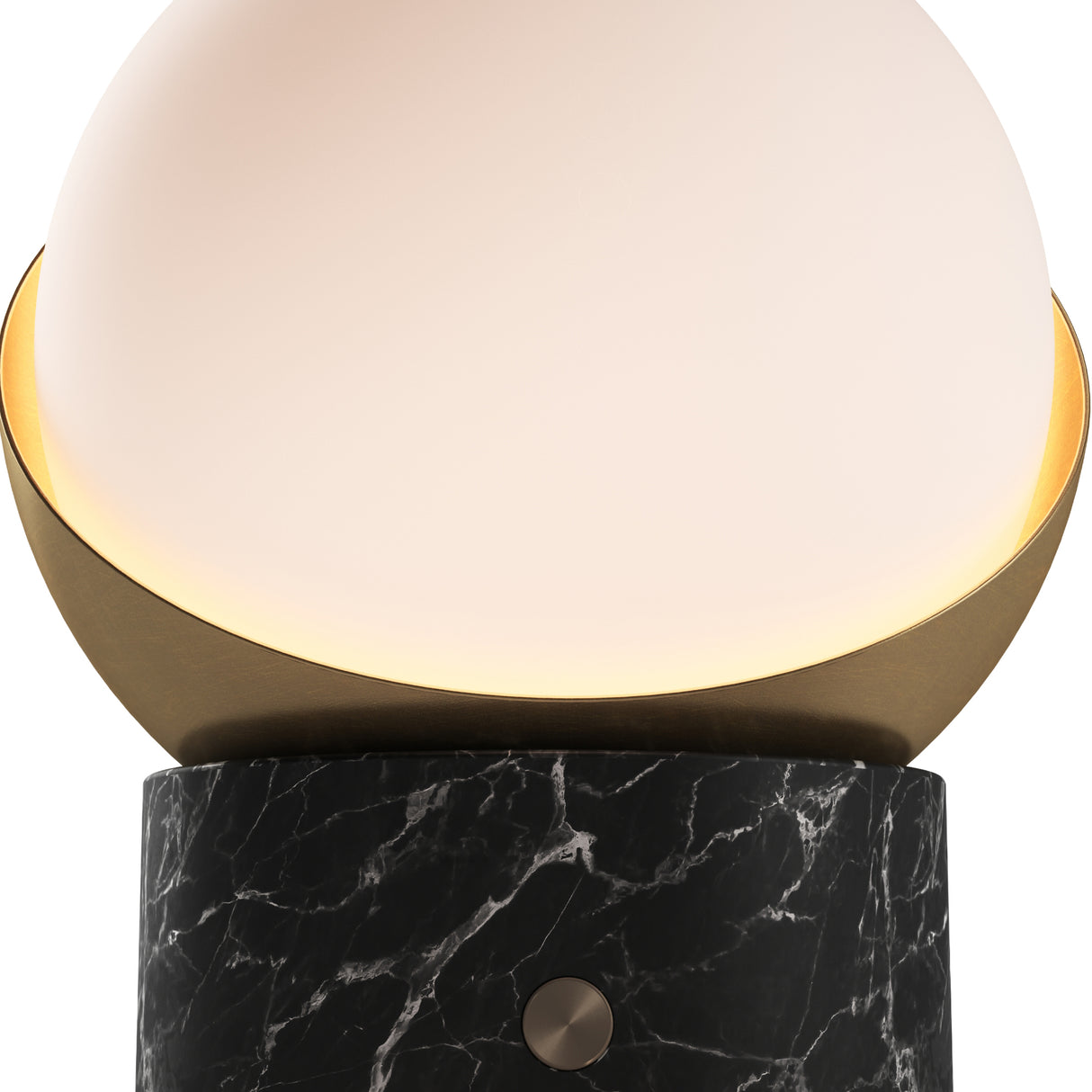 Kibun k70701 ORB Rechargeable Cordless LED Table Lamp, 3-Levels Brightness Touch Sensor Control, Black Marble / Brushed Brass