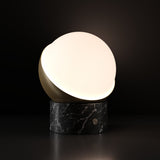 Kibun k70701 ORB Rechargeable Cordless LED Table Lamp, 3-Levels Brightness Touch Sensor Control, Black Marble / Brushed Brass