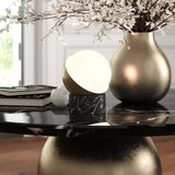 Kibun k70701 ORB Rechargeable Cordless LED Table Lamp, 3-Levels Brightness Touch Sensor Control, Black Marble / Brushed Brass