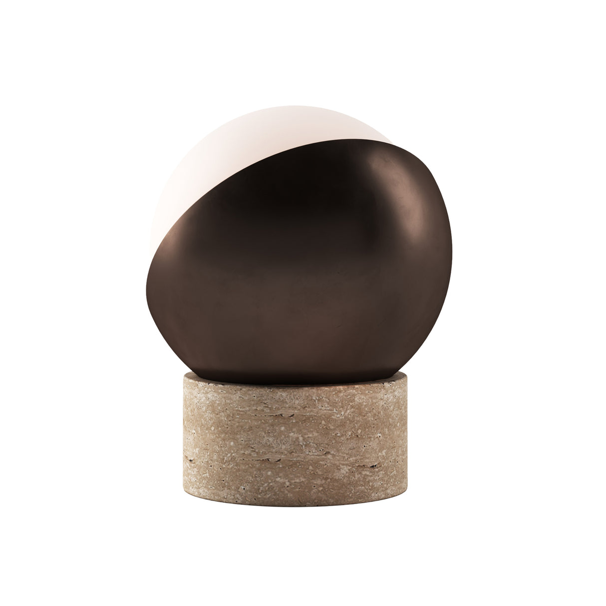 Kibun k70700 ORB Rechargeable Cordless LED Table Lamp, 3-Levels Brightness Touch Sensor Control, Travertine / Chocolate Bronze