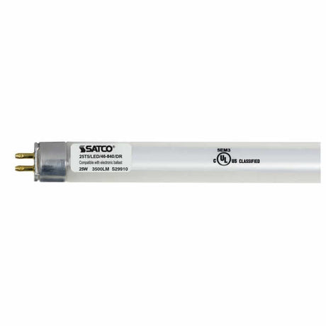 Satco S29910 25T5/LED/46-840/DR 25W 4ft T5 LED Tube 4000K Type A Plug & Play Ballast Dependent Voltage [10-Pack]