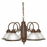 Nuvo SF76-694 22-Inch 5 Light Chandelier Frosted Ribbed Glass Shades Old Bronze Finish 120V