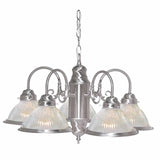 Nuvo SF76-695 22-Inch 5 Light Chandelier Frosted Ribbed Glass Shades Brushed Nickel Finish 120V