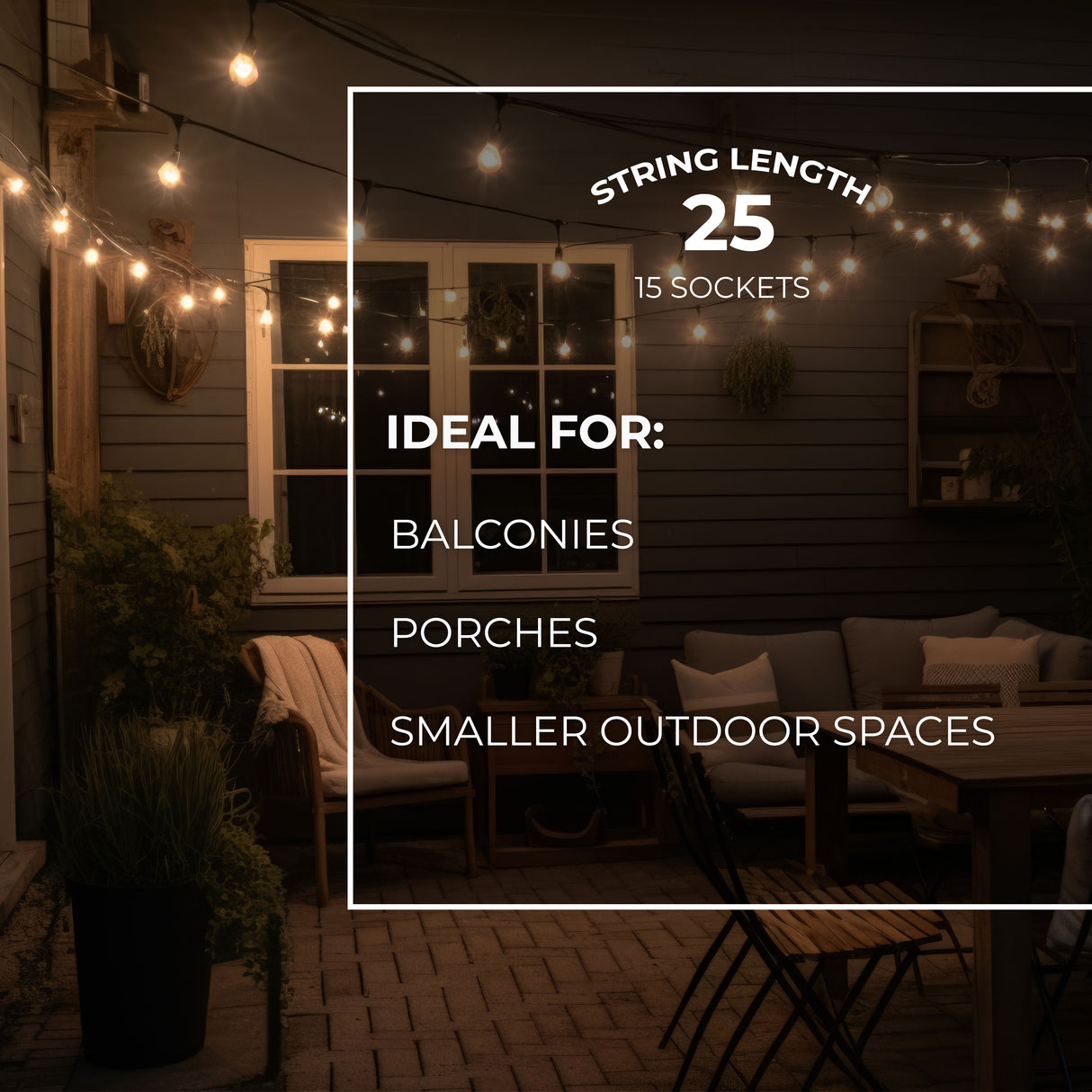 Bulbrite 810002 Bulbrite 48-foot String Light Kit with Clear Vintage Style S14 Incandescent Light Bulbs