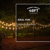 Bulbrite 862823 Bulbrite 48-foot String Light Kit with Nostalgic Loop Filament A19 Incandescent Light Bulbs, 2-pk