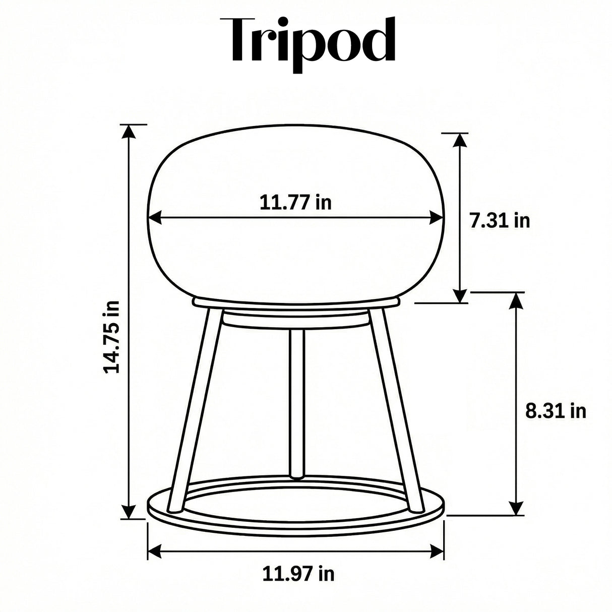 Kibun K70301 TRIPOD Rechargeable Cordless LED Table Lamp, 3-Levels Brightness Touch Sensor Control, Brushed Brass