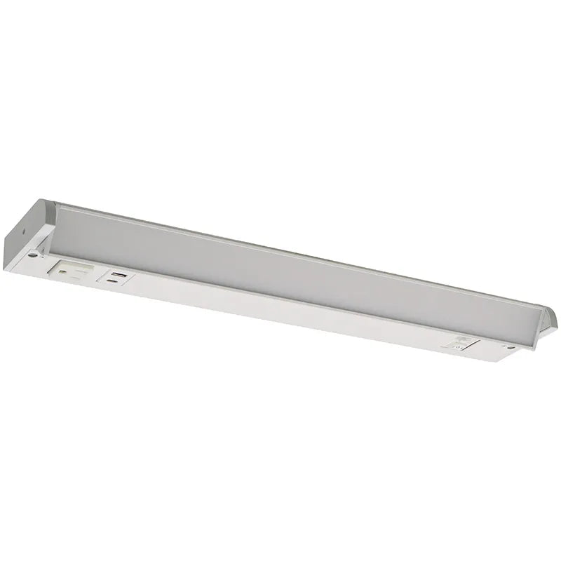 Westgate UCR-18-WHT 8W LED 18" Undercabinet Light White Finish 27K/30K/35K/40K/50K 1-Outlet 1-USB & 1-USB-C Port 120V