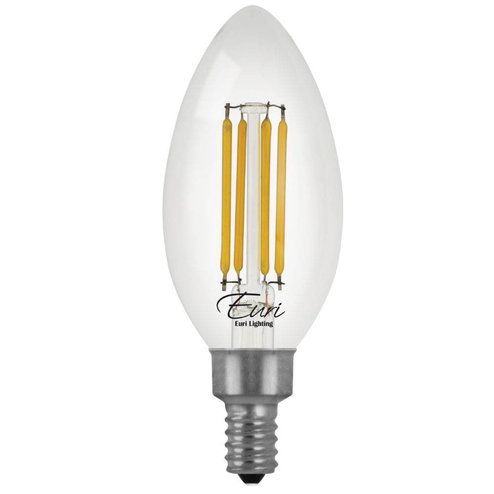 Euri Lighting VB10-3020cec-4 5.5 Watt B10 Filament LED 2700K E12 120V (4-Pack)