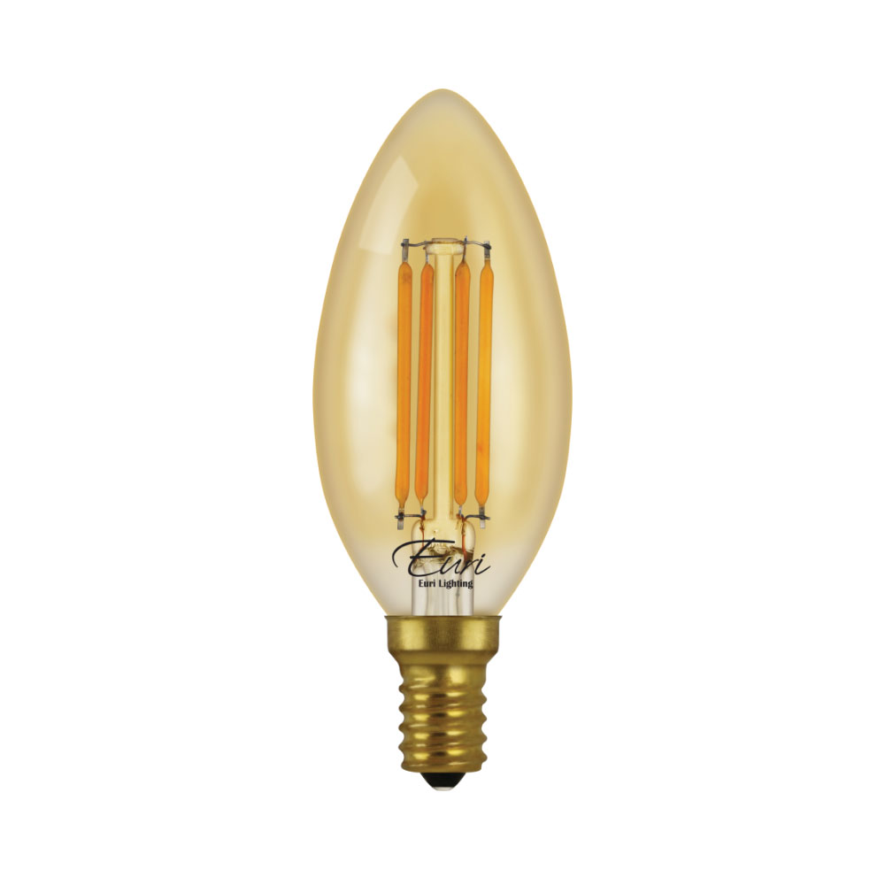 Euri Lighting VB10-3020ea-4 4.5 Watt B10 Amber Filament LED 2200K E12 120V (4-Pack)