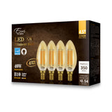 Euri Lighting VB10-3020ea-4 4.5 Watt B10 Amber Filament LED 2200K E12 120V (4-Pack)