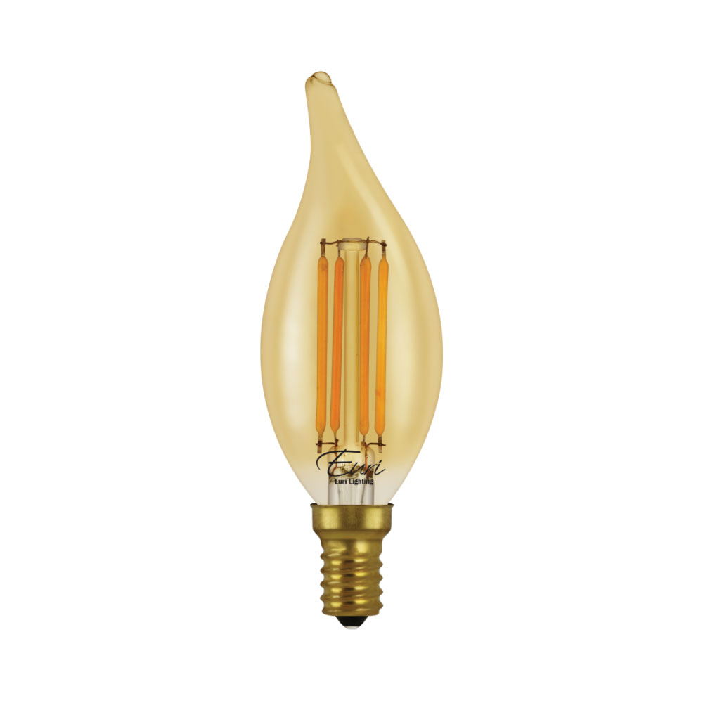 Euri Lighting VBA10-3020ea-4 4.5 Watt BA10 Amber Filament LED 2200K E12 120V (4-Pack)