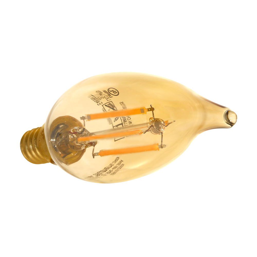 Euri Lighting VBA10-3020ea-4 4.5 Watt BA10 Amber Filament LED 2200K E12 120V (4-Pack)