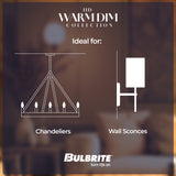Bulbrite 862886 Bulbrite 5 Watt LED CA10 Light Bulbs, Warm Dimming 3000K (Soft White) - 1800K (Candlelight), 500 Lumens, (4 Pack)