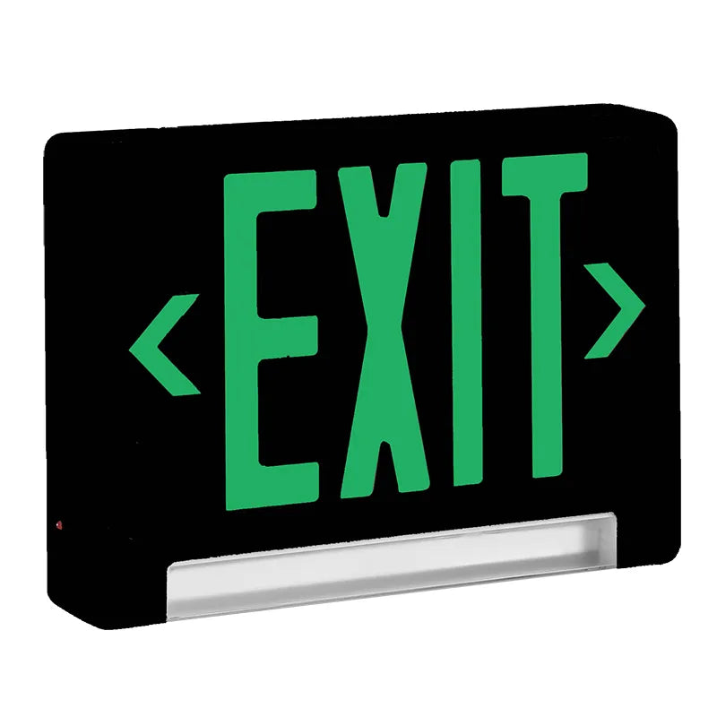 Westgate XIT-STRIP-2G-B LED Combo Exit/Emergency Sign Single/Double Face Green Letters Black Housing 120-277V