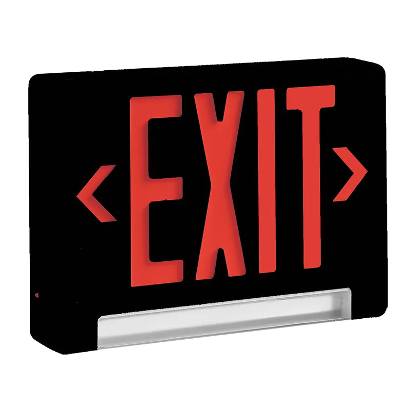 Westgate XIT-STRIP-2R-B LED Combo Exit/Emergency Sign Single/Double Face Red Letters Black Housing 120-277V