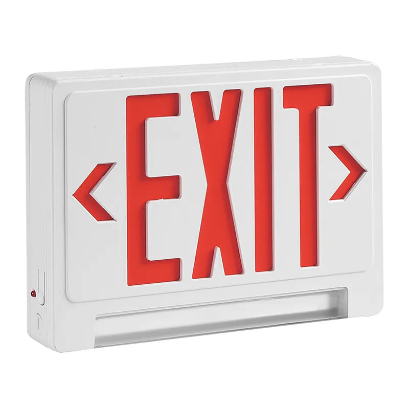 Westgate XIT-STRIP-2R-W LED Combo Exit/Emergency Sign Single/Double Face Red Letters White Housing 120-277V