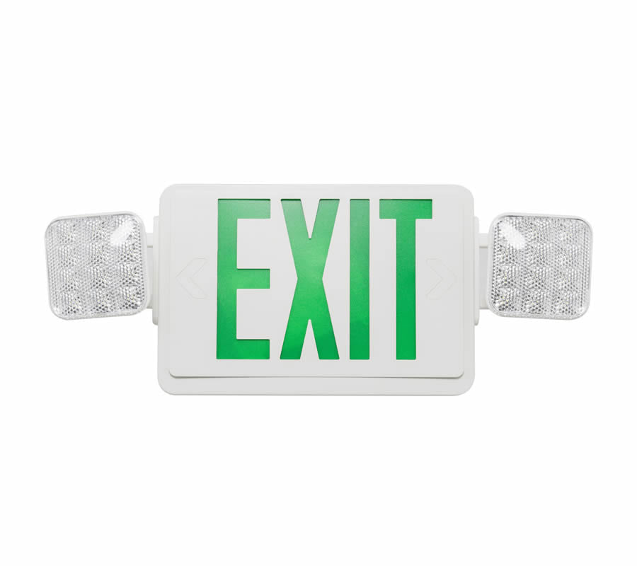 Westgate XT-CL-GW-EM LED Exit Sign Universal Single/Double Face 2-Lights Green Letters White Housing Emergency Backup 120-277V