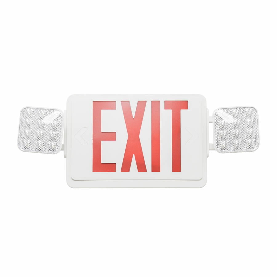 Westgate XT-CL-RW-EM LED Exit Sign Universal Single/Double Face 2-Lights Red Letters White Housing Emergency Backup 120-277V