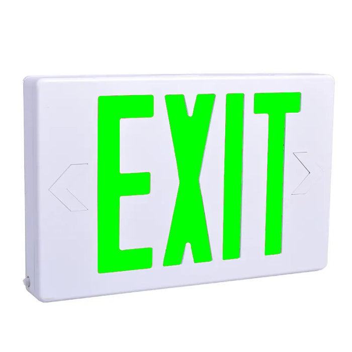 Westgate XT-GW-EM LED Exit Sign Universal Single/Double Green Letters White Housing Emergency Backup 120-277V