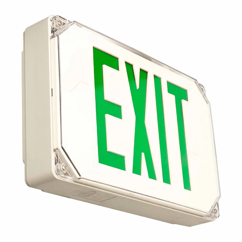 Westgate XT-WP-GG-EM LED Exit Sign Universal Single/Double Green Letters Grey Housing Wet Location 120-277V