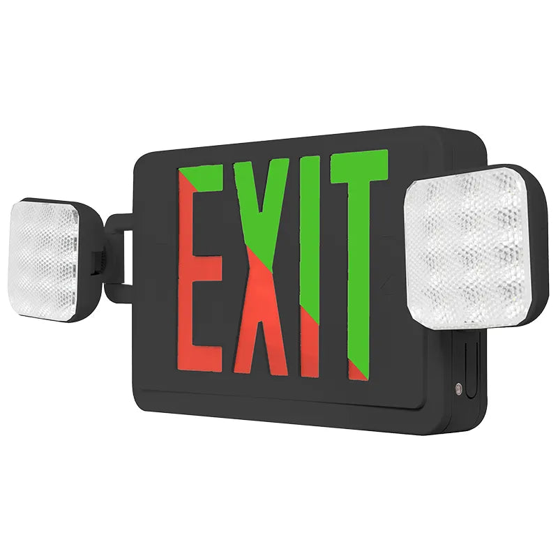 Westgate XTU-CL-RG-EM-BK LED Exit Sign Universal Single/Double Face 2-Lights Red/Green Selectable Letters Black Housing Emergency Backup 120-277V