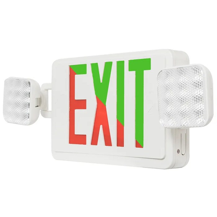 Westgate XTU-CL-RG-EM LED Exit Sign Universal Single/Double Face 2-Lights Red/Green Selectable Letters White Housing Emergency Backup 120-277V