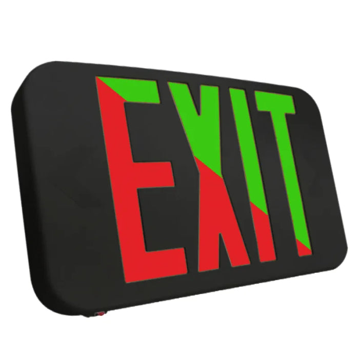 Westgate XTU-RG-EM-BK LED Exit Sign Universal Single/Double Red/Green Selectable Letters Black Housing Emergency Backup 120-277V