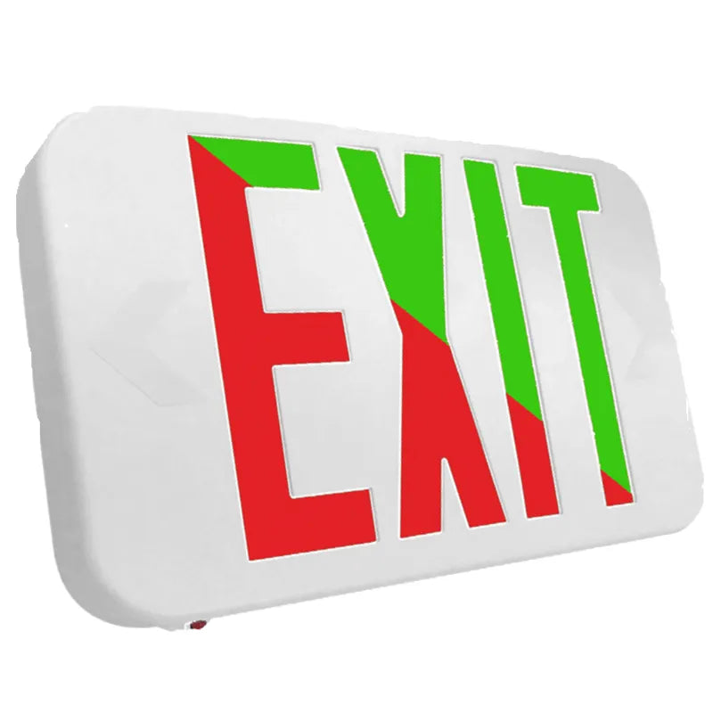 Westgate XTU-RG-EM LED Exit Sign Universal Single/Double Red/Green Selectable Letters White Housing Emergency Backup 120-277V