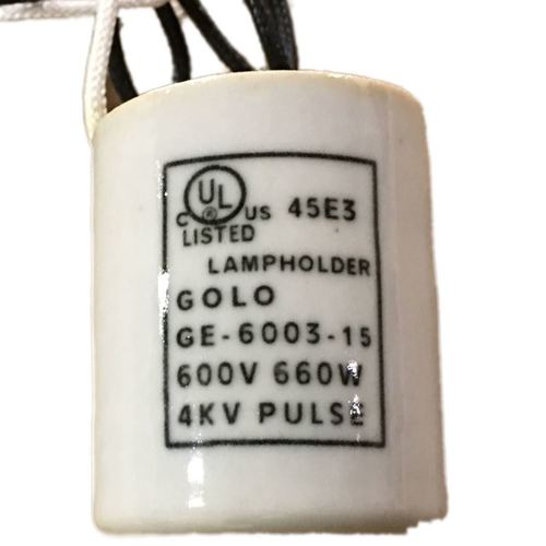 LH0414 E26/E27 4kv pulse rated med base HID lamp holder/socket with captive screw and 12" leads