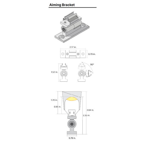 Diode DI-CPCH-AB1-BA Square & 45 Degree Channel Brushed Aluminum Finish (2) Aiming Brackets