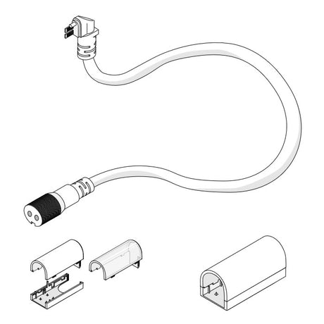 Diode LED DI-SE-NB-BWC-EC 12-inch Neon Blaze Side Bending Bottom Wire Entry Connector and Frosted End Cap Pair