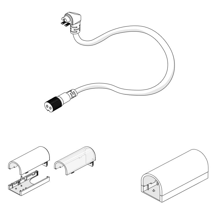 Diode LED DI-TE-NB-BWC-EC 12-inch Neon Blaze Top Bending Bottom Wire Entry Connector and Frosted End Cap Pair