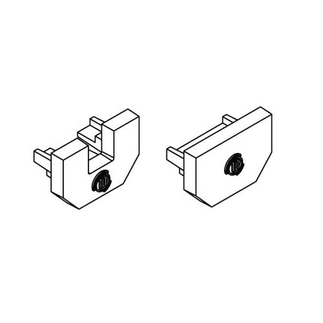 Diode LED DI-CPEC-SQ-1 Square Channel End-Caps Brushed Aluminum Finish (1) Open (1) Closed