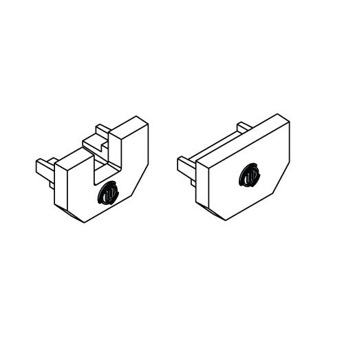 Diode LED DI-CPEC-SQW-1 Square Channel End-Caps White Finish (1) Open (1) Closed