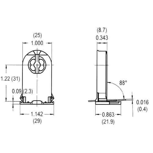 LH0030 Unshunted linear fluorescent T8/T10/T12 medium bipin lamp holder/socket with out stop