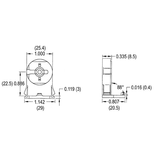 LH0036 Unshunted, rotary locking, left lateral insertion push fit lamp holder/socket with stop