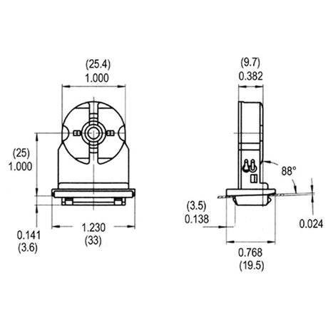 LH0073 Unshunted, push fit T8/T10/T12 rotary lamp holder/socket without stop