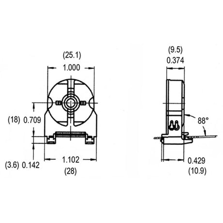 LH0074 Unshunted, push fit T8/T10/T12 rotary lamp holder/socket