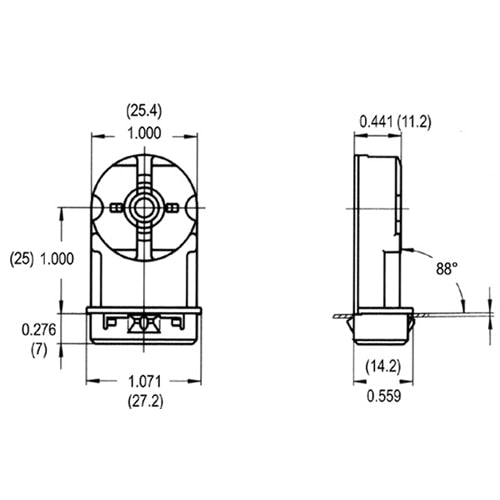 LH0076 Unshunted, rotary locking, push fit T8/T10/T12 lamp holder/socket