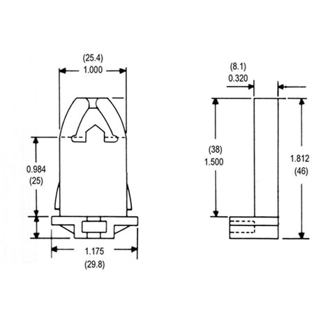 LH0090 Unshunted, "V" lock, slide on or screw down T8/T10/T12 lamp holder/socket