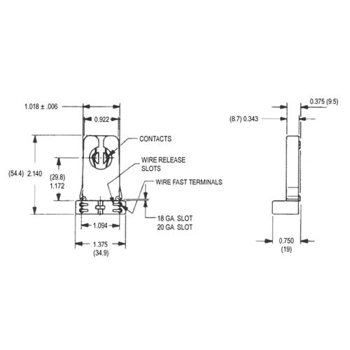 LH0093 Unshunted, slide on or screw down T8/T10/T12 lamp holder/socket