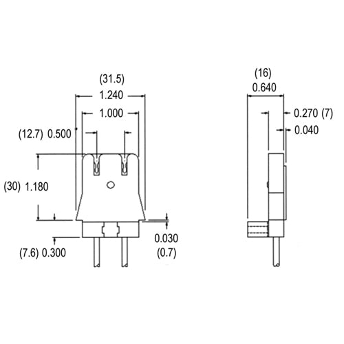 LH0105 Unshunted, straight insertion, water resistant, slide on / screw mount lamp holder/socket