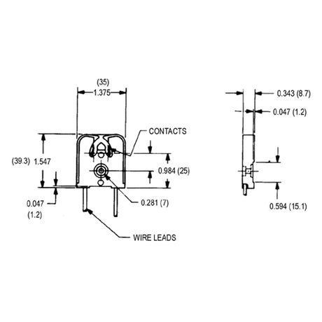 LH0115 Unshunted, butt-on, center screw mount lamp holder/socket with 9" leads