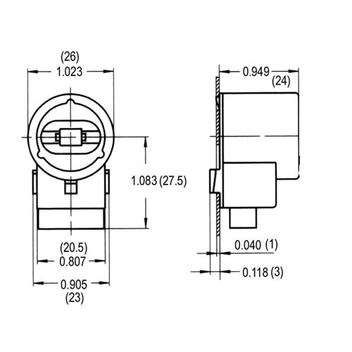 LH0149 Unshunted, push fit, HO/VHO lamp holder/socket with horizontal contacts