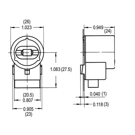 LH0149 Unshunted, push fit, HO/VHO lamp holder/socket with horizontal contacts