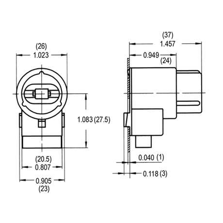 LH0150 Unshunted, push fit, compressible HO/VHO lamp holder/socket with horizontal contacts