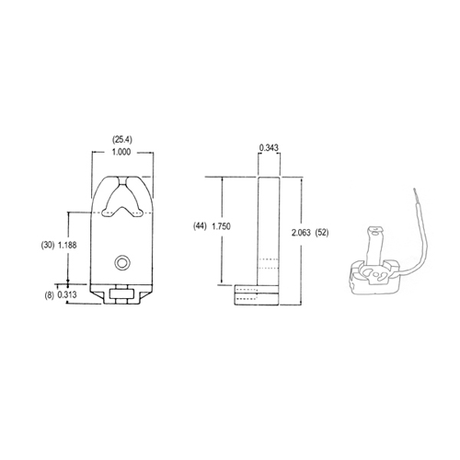 LH0156 Unshunted, "V" lock, screw mount lamp holder/socket with starter base attached